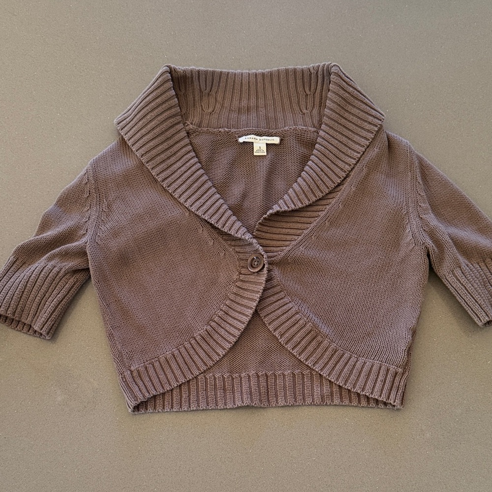 Banana Republic Brown Cropped Shawl-Collar Cardigan - Small